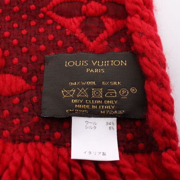 Louis Vuitton Scarf  Wool Escharpe Logomania Ruby Silk Red - Picture 2 of 8